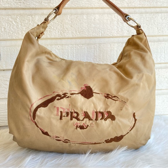 PRADA Graffiti Y2K Grunge Hobo Baguette Nylon An Shoulder Bag - Picture 1 of 11